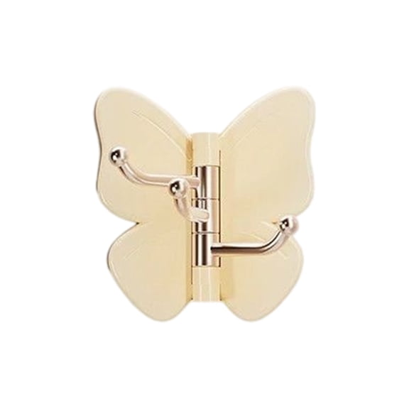 Rotating Butterfly Triple Hook, Wall Mounted Hanger for Coats Bags and Towels, Decorative and Functional Organizer for Home Entryway and Bedroom Yellow