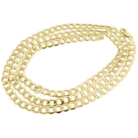chain gold cuban link less jewelry 10k curb hollow inches mm necklace mens yellow