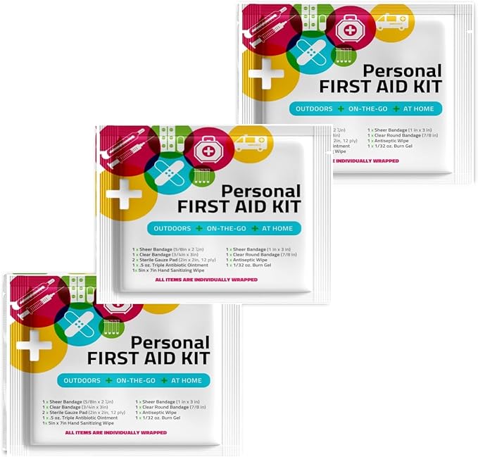 First Aid Emergency Medical Kit Mini and Travel Size - | Great for Kids, Schools, Business, Hiking, Camping | Wound Care Products (Multi-Color) (100)