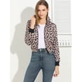 thumbnail image 3 of INSPIRE CHIC Blouson Bomber Court à Fleurs pour Femme, à Fermeture Éclair, Col Rabattu, Ourlet Élastique, 3 of 6