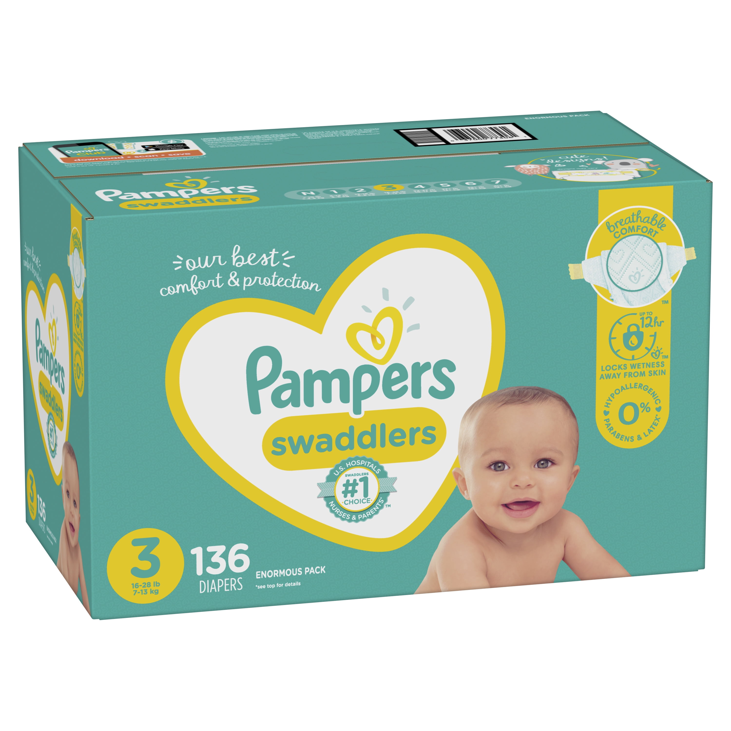 168 pampers swaddlers size 3