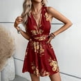 thumbnail image 4 of ZEHJUHAN Women's Deep V-Neck Floral Print Jumpsuit - Sexy Back Tie Detail Shorts Romper For Summer Dark Red，S, 4 of 6