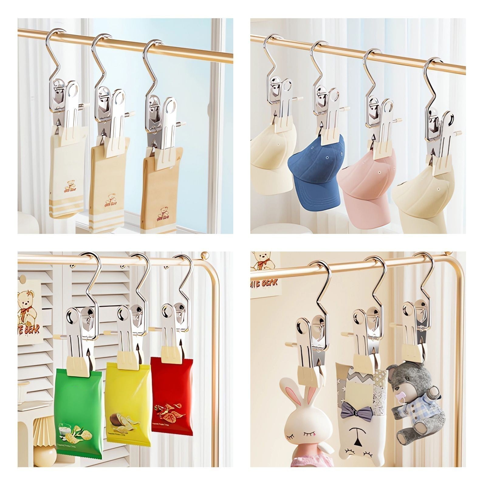 Boot Hangers Clips, 50 Pcs Portable Laundry Hooks Hanging Clips, 360° Rotating Heavy Duty Hanging Hooks Clip for Closet Travel Pants Socks Handbags (Black)