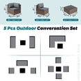 thumbnail image 4 of Walsunny 5 Pieces Patio Furniture Sets, Outdoor Wicker Rattan Patio Conversation Set with Cushions and Glass Table for Backyard, Garden,Pool, Brown Rattan Gray Cushions, 4 of 7