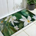 thumbnail image 2 of ONETECH White Flowers Green Leaves Tropical Scene Floor Mat Rug Non-Slip Entrance Mat 19.68*47.24 in, 2 of 6