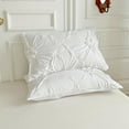 thumbnail image 2 of Rustic French Style Textured Flower Pinch Pleated White Duvet Cover Set Solid Luxury Bedding Sets,King Size, 2 of 5