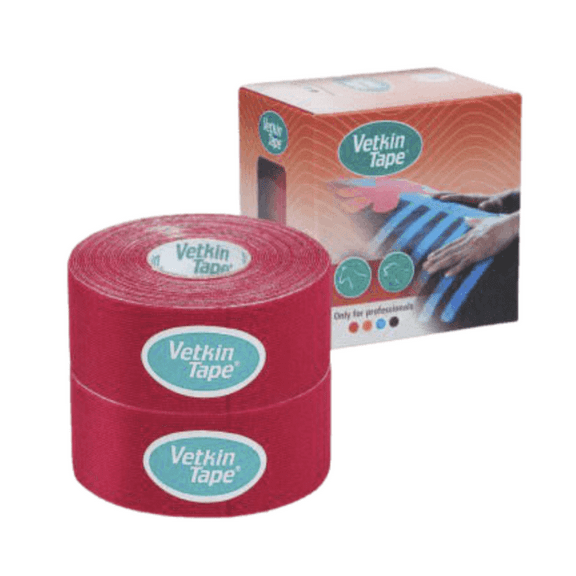 VetkinTape Equine & Canine Kinesiology Tape [Veterinary]: 1.18 in. x 16.5 ft. (Red) 2-pack