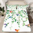 thumbnail image 2 of Castle Fairy Flying Hummingbird 3pcs Twin Sheet Sets,Tree Leaves Twin Fitted Sheet,Floral Animal Breathable Flat Sheet,Microfiber Botanical Bedroom Decor, 2 of 7