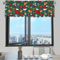 kkbbma Under $5 Christmas Window Valance Winter Flowers Window Treatment Merry Christmas Rod Pocket Curtain Valance, Xmas Flower Kitchen Valance for Bathroom Cafe