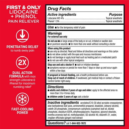 Absorbine Jr. Pro No-Mess Lidocaine Roll-On, Maximum Strength Numbing Pain Relief with Phenol for Fast-Acting Relief of Nerve Pain, Muscle Aches, and Joint Discomfort, 2.5 oz.