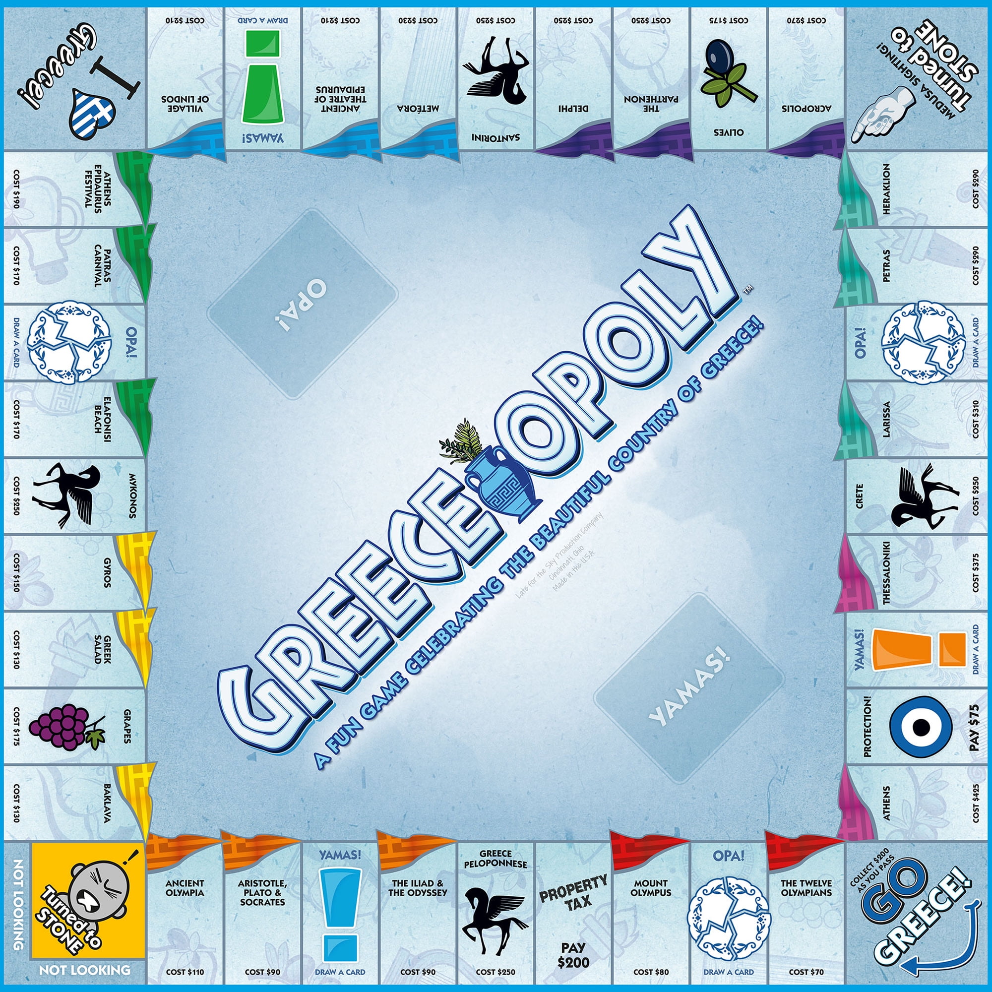 Greece-Opoly Themed Family Board Game, 2-6 Players