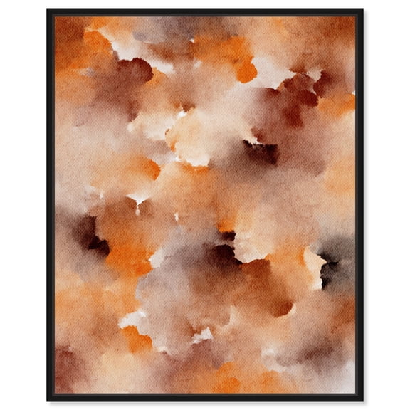 Dried Peach In Caramel Syrup Watercolor Boho Abstracts Canvas Wall Art by Art Remedy, Black Floater Frame, 17" x 21"