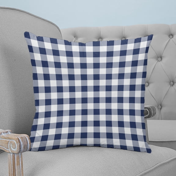 Navy Blue White Plaid Throw Pillow Covers, Soft Pillowcases with Invisible Zipper, Farmhouse Checkered Buffalo Decorative Square Pillow Cushion Covers for Living Room Couch Sofa Bed 26x26 Inches