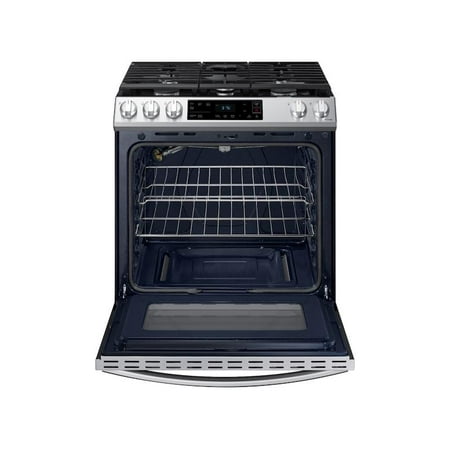 Samsung - 6.0 cu. ft. Front Control Slide-in Gas Range with Wi-Fi, Fingerprint Resistant - Stainless Steel