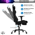 thumbnail image 4 of YRLLENSDAN Gaming Chair Racing Office Chair Ergonomic Desk Chair Massage PU Leather Recliner PC Computer Chair with Lumbar Support Headrest Armrest Footrest Rolling Swivel Task Chair, Black, 4 of 7