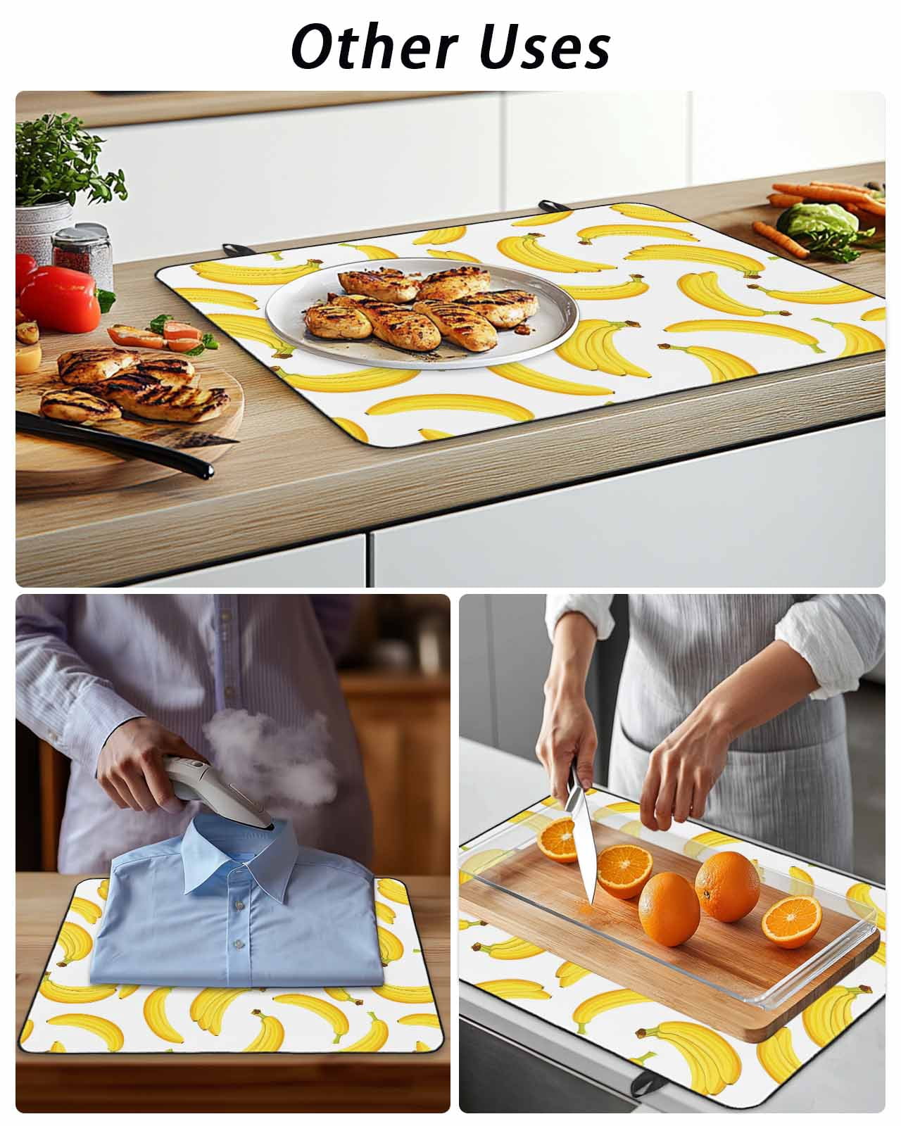 Stove Top Covers for Electric Stove, Yellow Banana Glass Stovetop Cover Protector, Summer Tropical Fruits Watercolor Induction Cooktop Protector Oven Mat for Kitchen Countertop 24"x21"