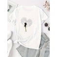 thumbnail image 2 of Realistic Dandelion Pattern Printed Women'S Fashion Trendy Round Neck Short Sleeve, Simple Casual Sports T-Shirt, Comfortable Summer Top for Women During Holidays., 2 of 6