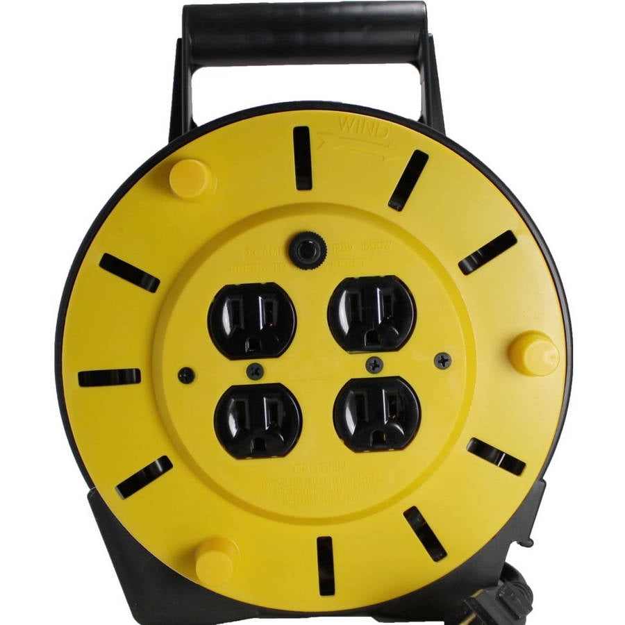 Extension Cord Storage Reel 100 ft 4 Outlets Circuit Breaker 25