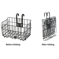Latrodar Bike Basket Wire Mesh Fold-Up Bicycle Front Handlebar Storage Rear Hanging Black Safe&Non-toxic 12.8x4 Inch