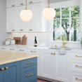 thumbnail image 3 of DALIVOL Modern Globe Pendant Light Mid Century Opal Glass Hanging Light Fixture Gold Finish, 2-Light Glass Pendant Lighting for Kitchen Island Dining, 3 of 8