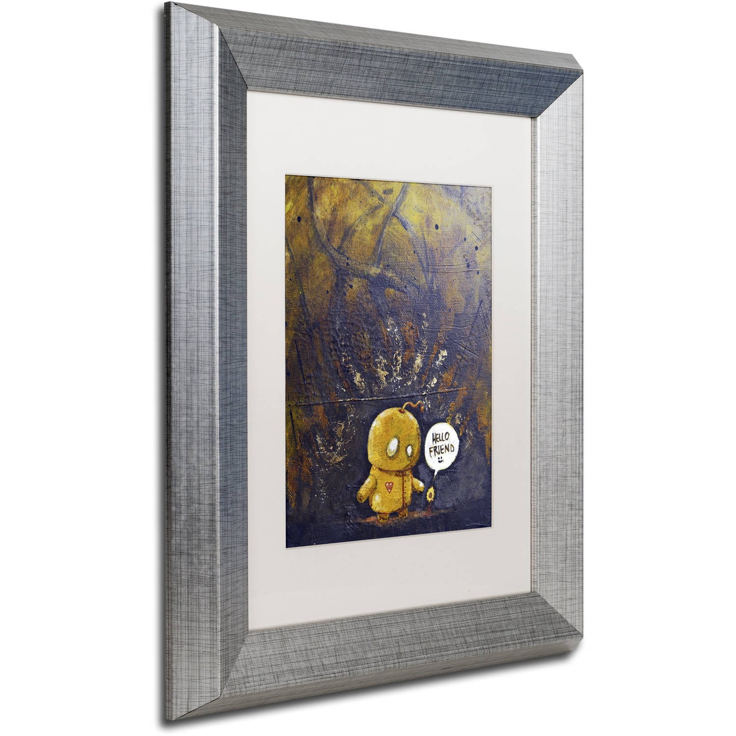 Trademark Fine Art 'Hello Friend' Canvas Art by Craig Snodgrass, White Matte, Silver Frame
