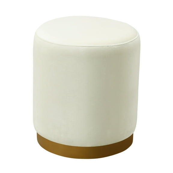 TOV Furniture Opal Cream Velvet Ottoman with Gold Base