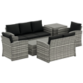 thumbnail image 1 of Outsunny 6PCS Patio Furniture Set Rattan Wicker Patio Sofa Set, Black, 1 of 10
