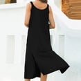 thumbnail image 6 of Dyegold Sundresses for Women Casual Beach - Sun Dresses for Women 2023 Round Neck Sleeveless Solid Side Slit Maxi Long Sun Dress ​Spaghetti Strap Tshirt ​​Dresses, 6 of 7