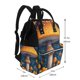 thumbnail image 2 of Disketp Vintage Blue Leaf Mushroom Mochila de Pañales de Gran Capacidad con Múltiples Bolsillos, Mochila de Viaje Multifuncional para Bebé, Unisex, Moderna y Resistente, 2 of 6