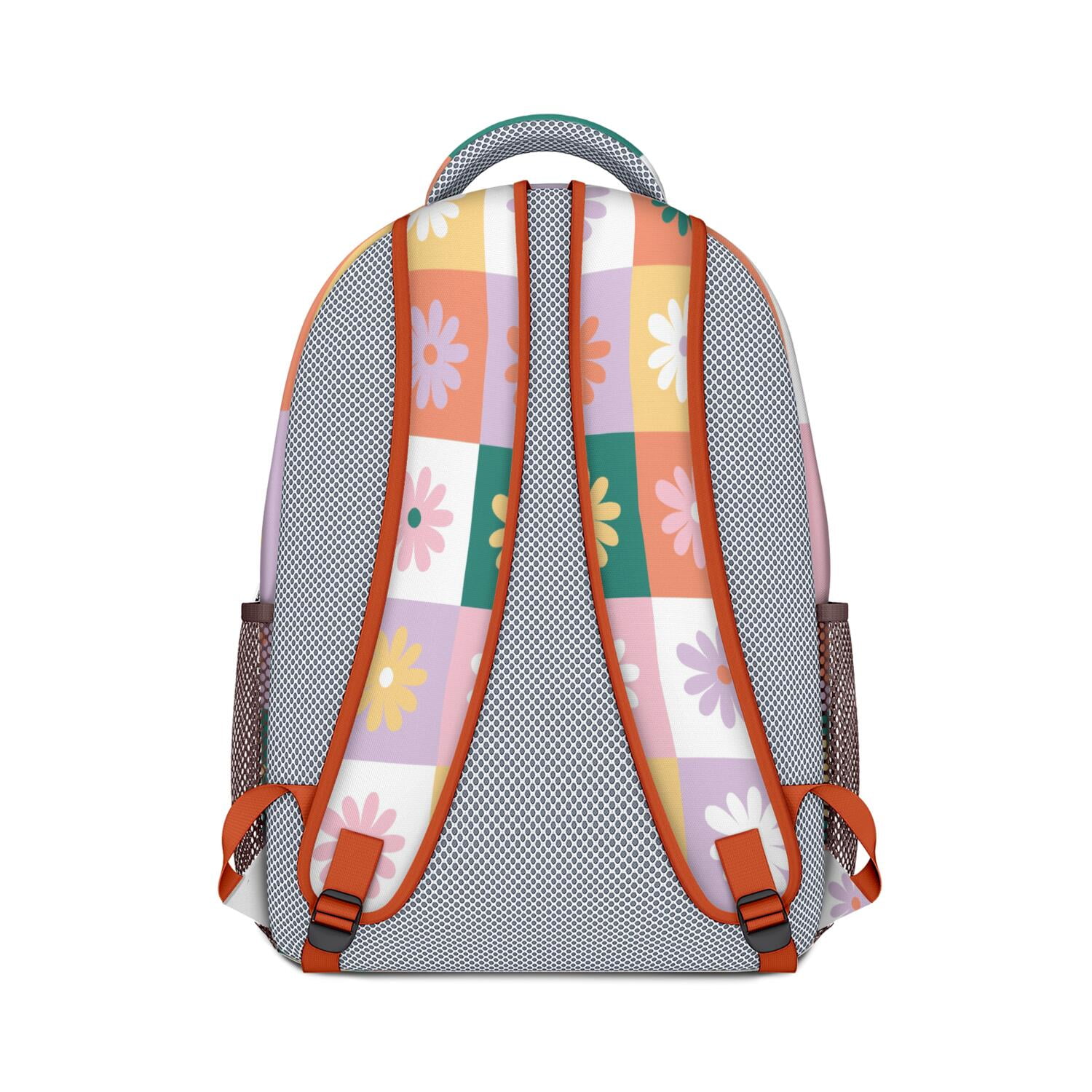 Retro Daisy Graphic School Backpack - Waterproof Exterior & Spacious Organized Storage