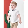 thumbnail image 6 of famuka Baby Boy Summer Suit Short Sleeve Button Down Shirt Shorts Outfit Wedding Clothes, 6 of 11