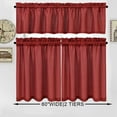 thumbnail image 6 of GlowSol Kitchen Curtains 30" x 30" Classical Waffle Woven Textured Blackout Short Tier Curtains for Bathroom Cafe, Burgundy, 2 Panels, 6 of 6
