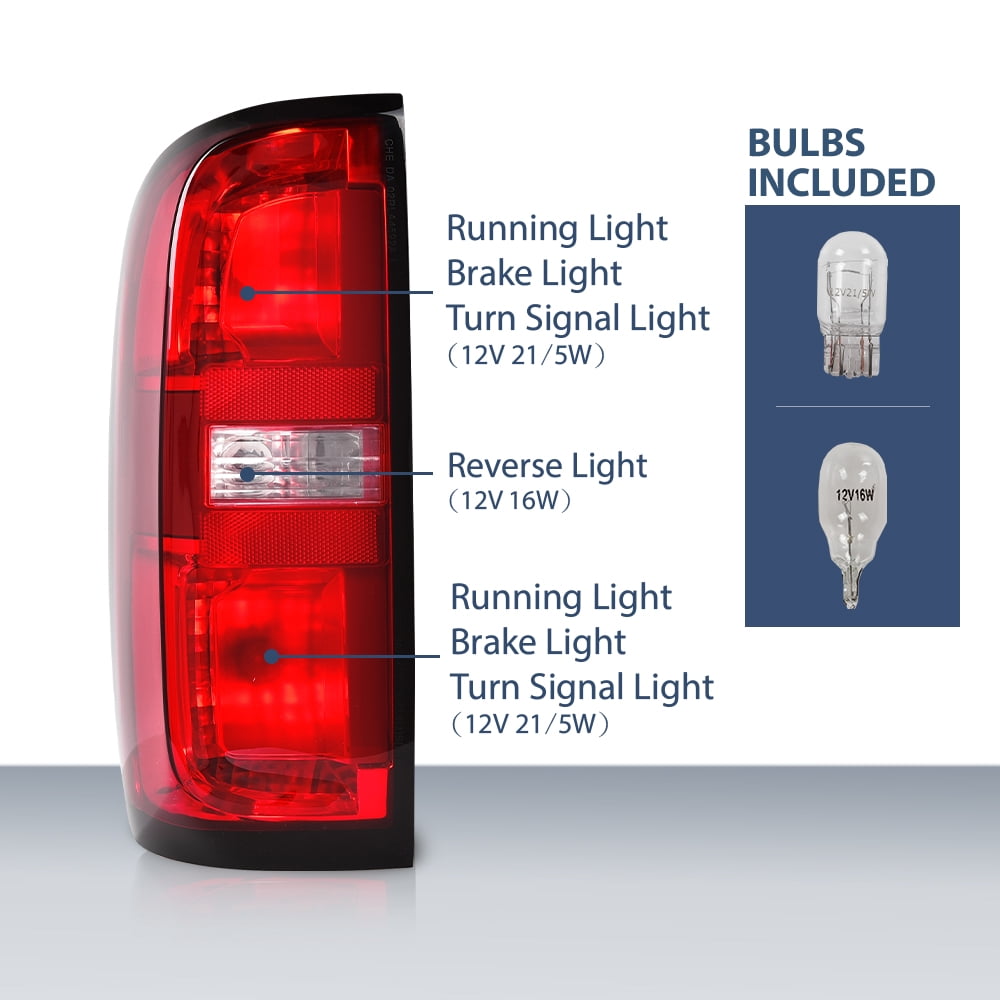 PIT66 Tail Light w/Bulbs Left Driver Side Fit for Chevy Colorado 2015-2022 Fit for 4-Door Crew Cab and 4-Door Extended Cab Only