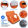 thumbnail image 5 of 24.4" Wide Stadium Seat For Bleachers With Back Support 6 Reclining Options&Invert Armrest,Folding Bleacher Chair Comfortable Cushion,Water-Resistant,Portable For Sporting Events,Camping, 5 of 7