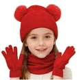 thumbnail image 2 of PuSpu Three-piece Set For Boys And Girls Including Hat Scarf And Gloves With Fleece Lining And Thickening For Fall And Winter One-ball Baby Hat, 2 of 6