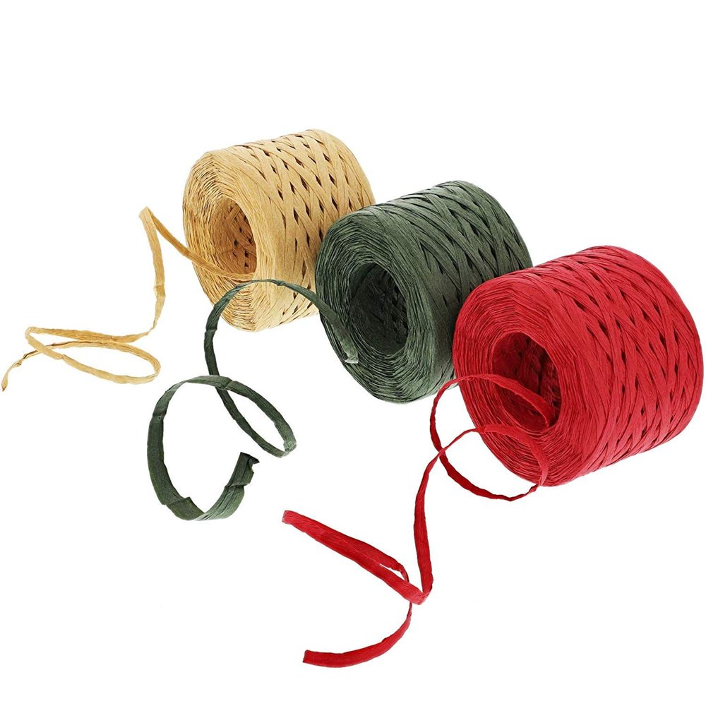 Kraft Raffia Paper Twine (3 Rolls), 3 Colors