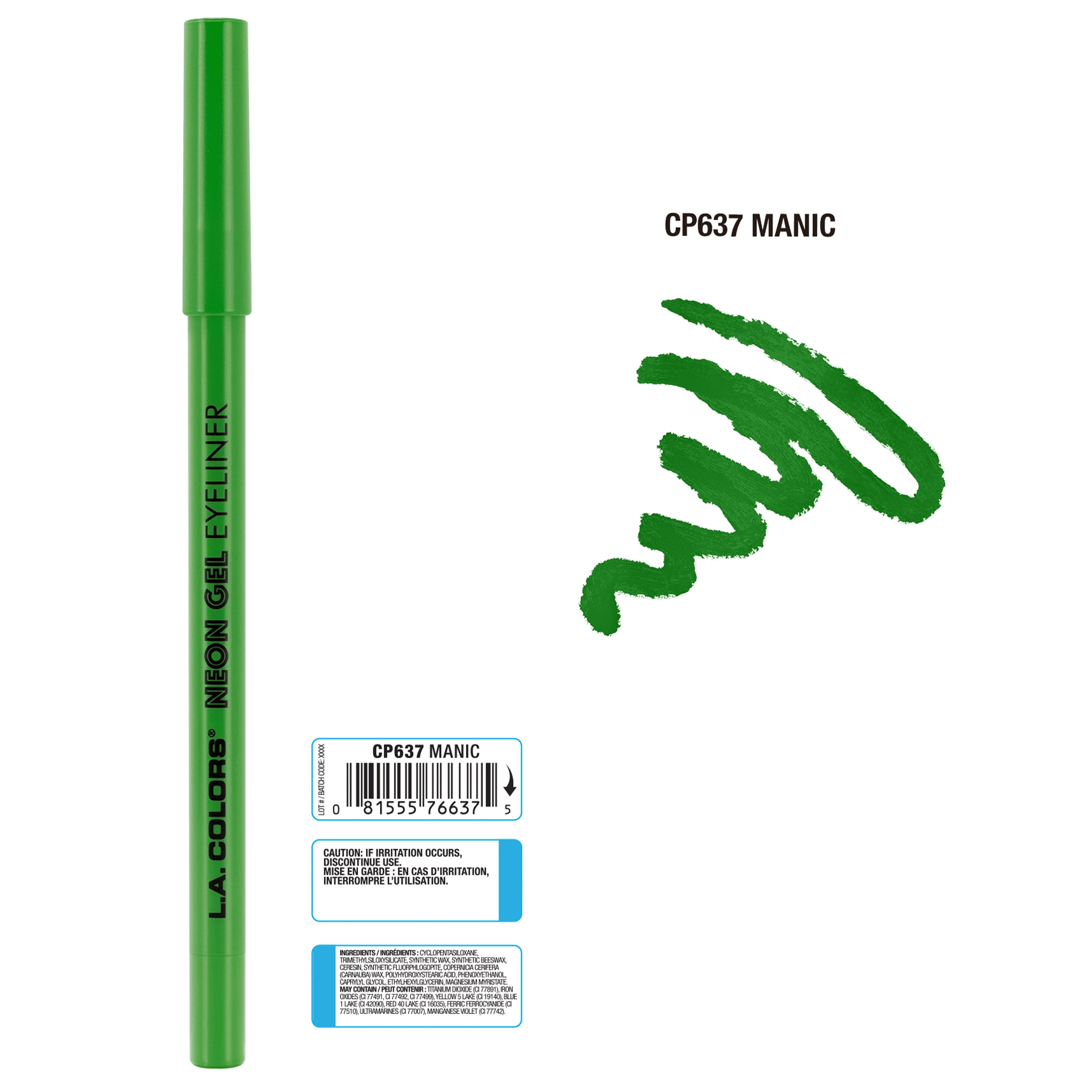 (3 pack) L.A. Colors Smudge & Transfer proof Smooth Glide-on Gel Eyeliner Manic, Green