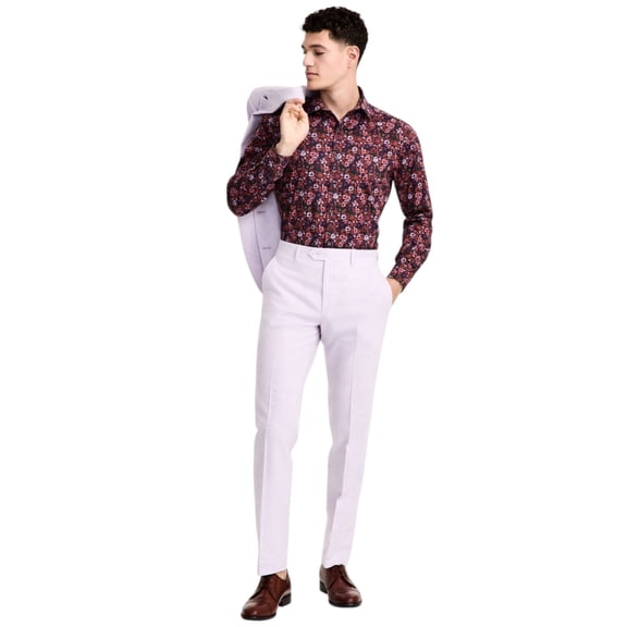 Bar Iii Mens Slim fit Dress Pants 32 / 30 Lavender Purple Solid Stretch Linen