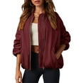 thumbnail image 5 of Women Oversized Casual Fully Lined Zip Up Jacket Coats with Pockets, 5 of 6