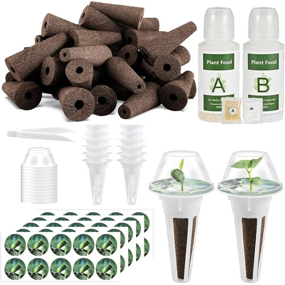 Tigvio 125 Seed Pod Kit for AeroGarden, Plant Seed Starter Sponges Kit with 30 Grow Sponges, 30 Baskets, 30 Domes, 30 Labels, 4 A&B Plant Food, 1 Tweezer- Indoor