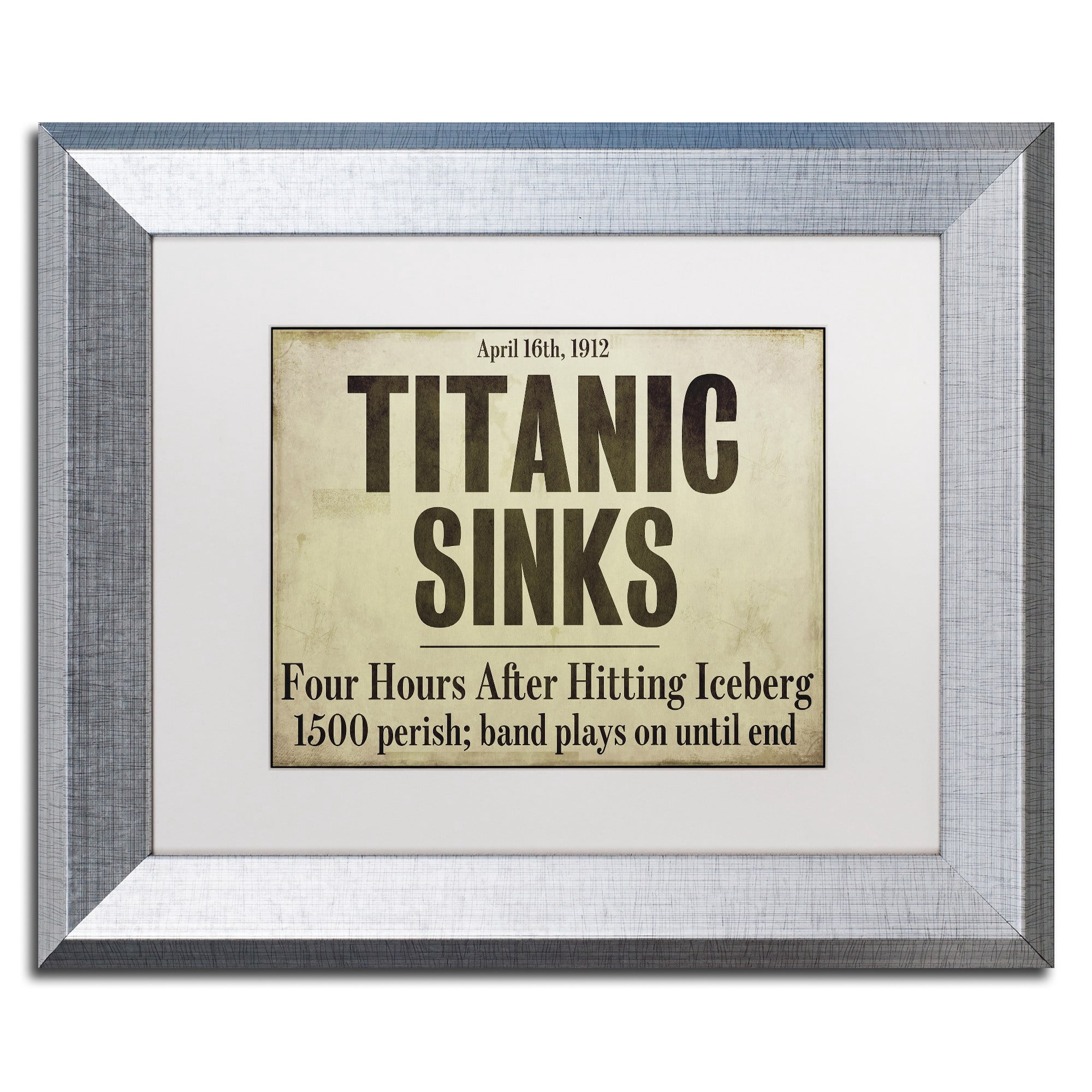 Trademark Fine Art "Titanic" Canvas Art by Color Bakery White Matte, Silver Frame