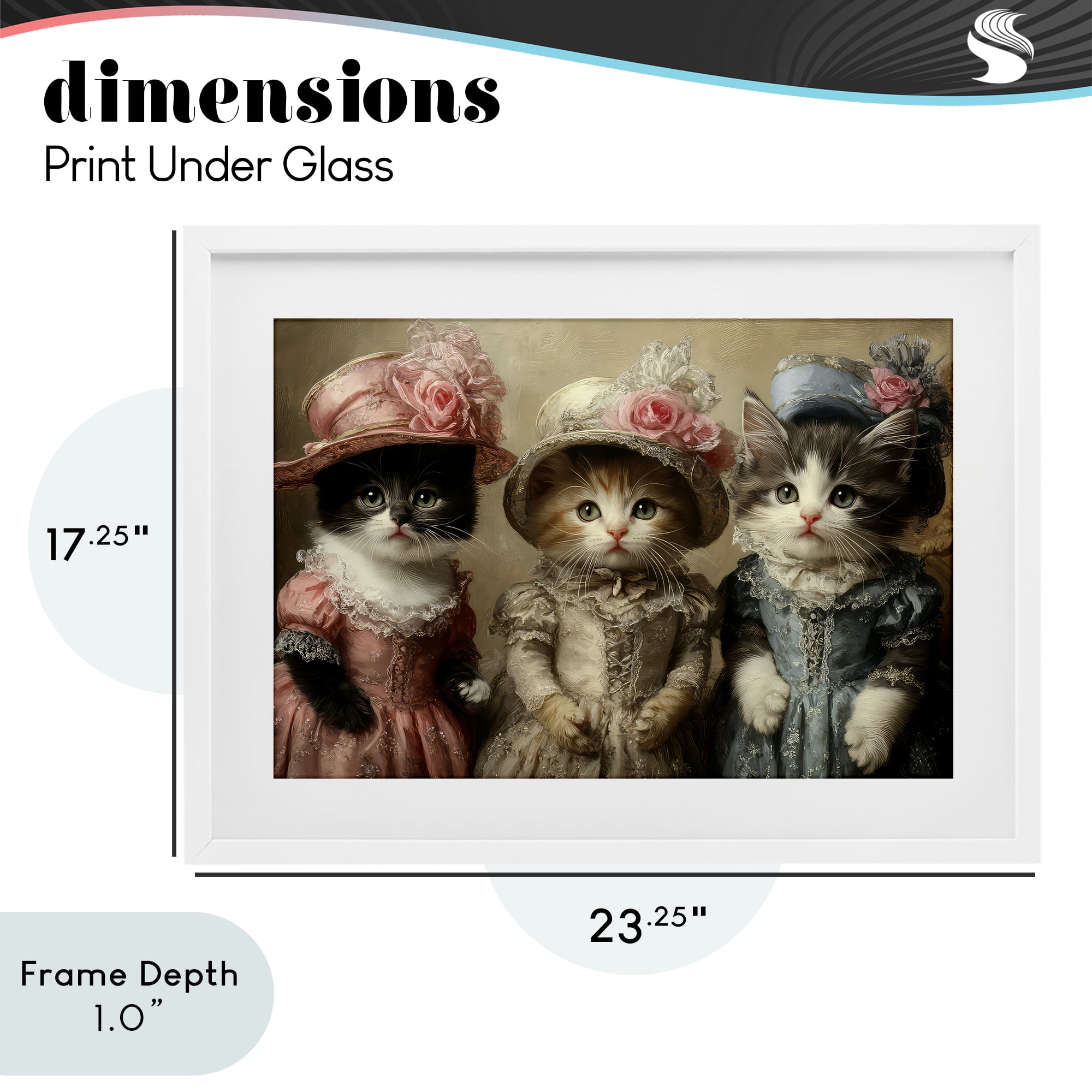 Stupell Industries Vintage Dress Cats White Framed Print Under Glass, design by The Wands Want