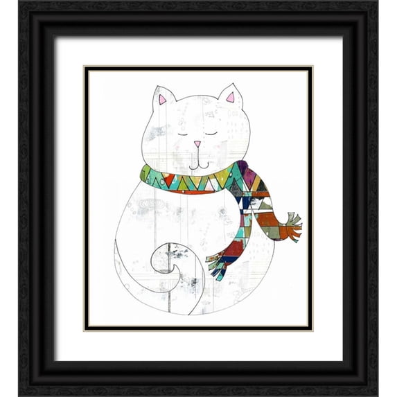 Ogren, Sarah 20x23 Black Ornate Wood Framed with Double Matting Museum Art Print Titled - Cat in a Scarf