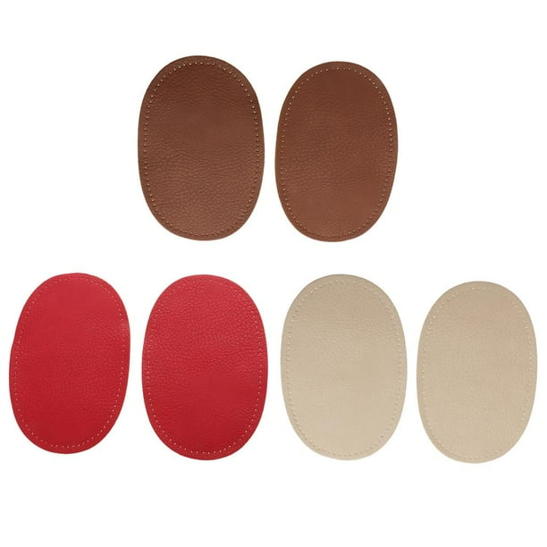 6 Piezas Parches de cuero Hugo para Reparación de Camisa y Otros Artículos color Café Rojo Beige