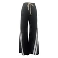 thumbnail image 2 of Tittly Lounge Pants Women Cotton Pants for Women Casual Sweatpants Women Loose Wide Leg Elastic Waist Drawstring Cargo Striped Sweat Pants Pants for Women Trendy Comfy Pants Women Black L, 2 of 4