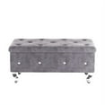 thumbnail image 4 of Ottoman with Storage, 37.4-inch Storage Ottoman Bench with Linen-Tufted, Bedroom Bench Safety Hinge Ottoman in Upholstered Fabrics, Large Storage Bench for Bedroom, Living Room (Gray), 4 of 4