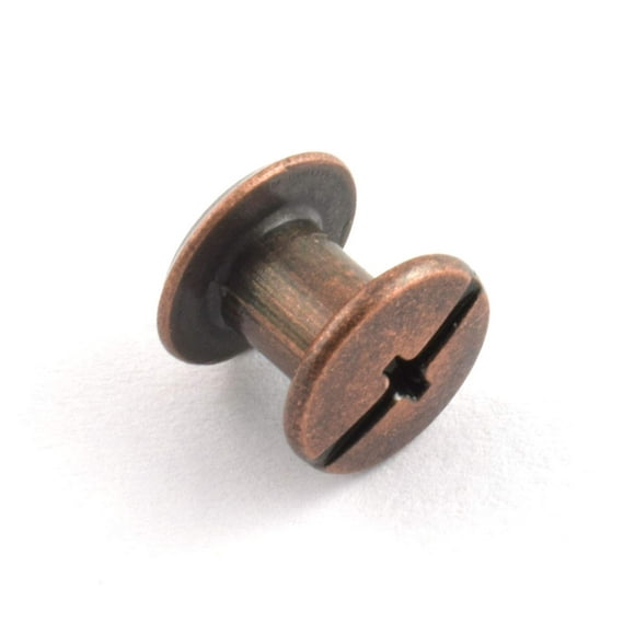 LQ Industrial 120pcs Chicago Screw Slotted Philip Head Binding Screws Rivet Book Binding DIY Leather Craft Assembly Bolt 5x6mm Red Bronze