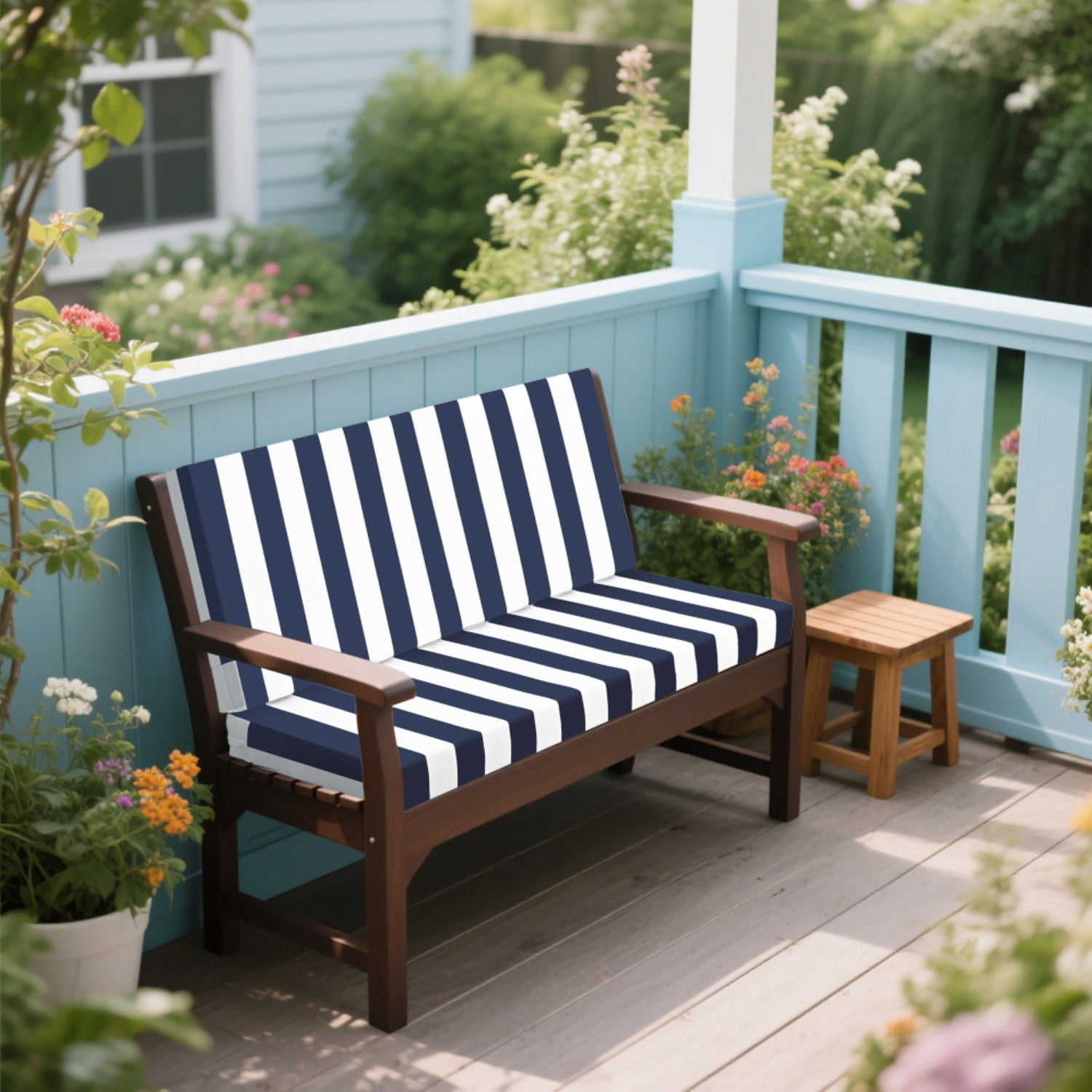 Outdoor Deep Seat Cushions for Patio Furniture, Waterproof Replacement Patio Chair Cushions(1xseat+2Xback cushion)