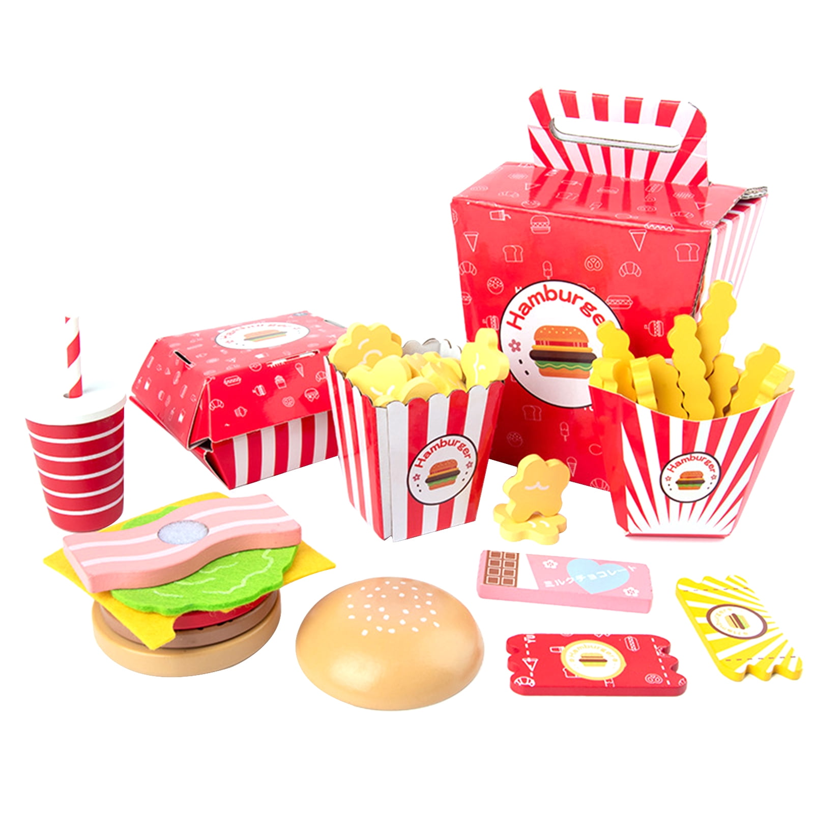 2 Set Fries Playing-House Set Simulation Plastic Mini Burger Model Kids Kitchen 