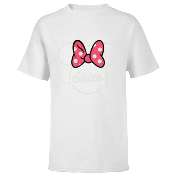 Disney Minnie Mouse Sister Head Icon Magic Family Trip- Short Sleeve T-Shirt for Kids - Customized-White